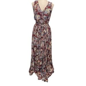 Vici‎ Floral Chiffon Wrap Style Maxi Dress Garden Party Flowy Lined Size Small